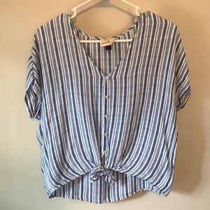 Blue and white striped shirt. Blouse
